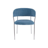 Tamzin Blue Channel Chrome Finish Dining Chair