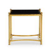 Ackley Gold Side Table with Black Glass