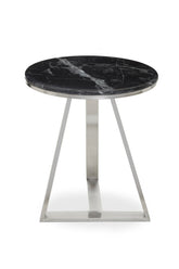 Alvaro Round Side Table With Black Marble Top