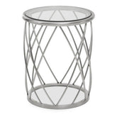 Ackley Silver Round Side Table with Clear Glass