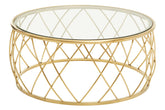 Ackley Gold Round Coffee Table with Clear Glass