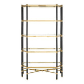 Allessi 5 Shelf Unit In Champagne Finish and Black Frame