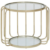 Oria Warm Metallic Side Table With Glass Top