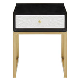 Dumas Black and White One Drawer Side Table