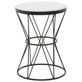 Shalimar Round White Marble Top Side Table