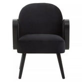 Hala Black Velvet and Rattan Armchair