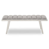 Gilden Grey Velvet Bench with Brused Silver Frame
