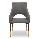 Gilden Grey Leather Effect Dining Chair with Gold Tip Legs