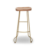 Nandri Acacia Wood and Antique Brass Bar Stool