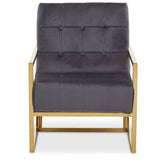 Hana Grey Velvet Chair With Gold Frame