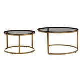 Alana Set of 2 Gold and Black Round Nesting Coffee Tables
