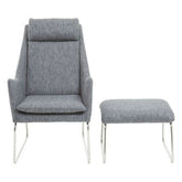 Azalea Grey Fabric Lounge Chair And Footstool Set
