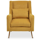 Doucet Yellow Velvet Chair With Gold Finish Legs