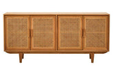 Lyon 4 Door Natural Rattan And Oak Sideboard