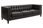 King Three Seater Antique Ebony Leather Sofa