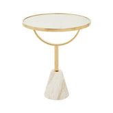 Oria White Glass and Marble Base Side Table