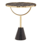 Oria Black Glass and Marble Base Side Table