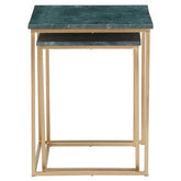 Mandoli Nest Of 2 Green Marble Side Tables
