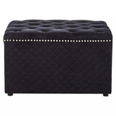 Zamora Square Black Velvet Ottoman