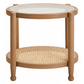Cebu Natural Cane and Grey Wash Elm Wood Side Table