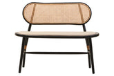 Cebu Natural Cane Bench with Black Elm Wood Frame