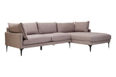 Troyes Grey Three Seat Right Chaise Sofa