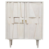 Sita Two Door Whitewash Mango Wood Abstract Cabinet