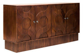 Siva Mango Wood Sideboard Natural Frame With Black Hammered Design Doors