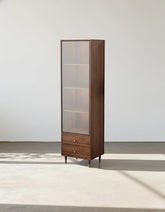 Pahlavi Wine Storage With Glass Door & Wine Rack, Solid Wood