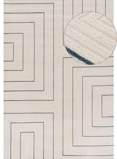 Carmel Cream-Blue Geometric Rug | 6040