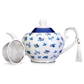 London Boutique teapot with Infuser - Tea Pot infusers for Loose Tea -700ml Capacity Perfect 2 Cup teapot -Easy Grab Handle Teapots (Roses Navy)
