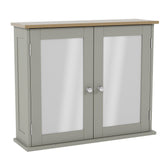 Bath Vida Priano Double Door Mirrored Bathroom Cabinet Storage Cupboard Wall Mounted, Grey & Oak
