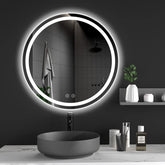 Dripex 500mm Round Bathroom Mirror with LED Light, Illuminated Circle Wall Mounted Vanity Makeup Mirror with Demister, Anti-fog, 3-Color Dimmable LED