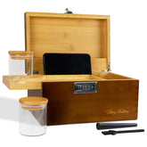 Large Bamboo Combo Lock Storage Box | Eco-Friendly Removable Trays & Accessories | Multifunctional Organiser for Jewellery, Bathroom, Office |