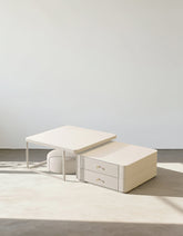 Eclipse Nesting Coffee Table Set With Matching Ottoman, Cream