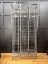 Industrial Vintage Wire Mesh Three Door Locker Storage Cabinet Cage Wardrobe
