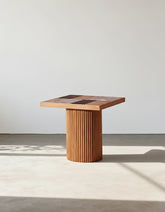 D'Souza Square Side Table, Solid Wood & Marble