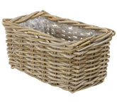 Dehner Plant Pot, Rattan, Grey/Brown, 40 x 23 x 20 cm