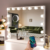 Hansong Wall Mount Vanity Mirror with Lights Hollywood Makeup Mirror with 15 LED Bulbs 3 Color Lighting Modes Lighted Makeup Mirror for Dressing Table