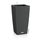 Lechuza Self Watering Plant Pots CUBICO Cottage 30 Rattan Look Plastic Garden Outdoor Indoor Planter with Drainage Hole H56 L30 W30 cm Granite