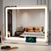 ZL ZELing Vanity Mirror with Lights, 58cm Large Makeup Mirror with LED Lights, Smart Touch Dimmable 3-Color Light, Memory Function, USB Charging Port,