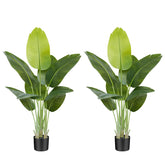 Keeplush Artificial Bird of Paradise Plant Outdoor 120CM Fake Tropical Banana Tree with 9 Leaves-Perfect Faux Plants for Indoor, Floor Plant in Pot