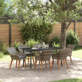 vidaXL Garden Dining Set with Cushion 7 pcs Grey Poly Rattan