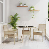 vidaXL Garden Dining Set 3 pcs Beige Poly rattan