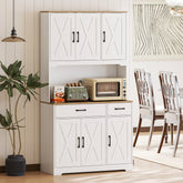 HOMCOM 175 cm Tall Kitchen Pantry Cabinet with Microwave Stand, Freestanding Pantry Cupboard, White