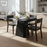 Black modern 80cm dining table with sleek minimalist design and matte finish for farmhouse kitchen dinner table