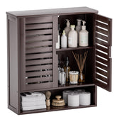 SMIBUY Bathroom Cabinet Wall Mounted, Bamboo Over-The-Toilet Storage Organizer, Space Saver Medicine Cabinet with 2 Door and Adjustable Shelves