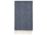 Herringbone Shetland Pure New Wool Throw - Navy Blue
