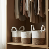Set of 3 Natural Seagrass Storage Baskets 14-16-17 cm