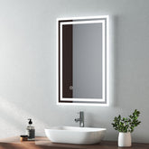 EMKE Bathroom Mirror with LED Lights - 400x600mm Backlit LED Illuminated Bathroom Mirror with Demister Heat Pad, Makeup Vanity Touch Mirror with LED